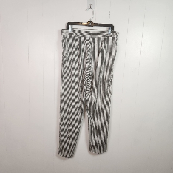MaxMara Stripe Seersucker Ankle Cropped Pants Trousers Nautical Size 12 42 - Picture 5 of 10